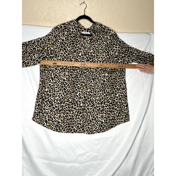 Foxcroft size 20W top button-up cheetah print mob wife glamourgirl long sleeve - Picture 3 of 7